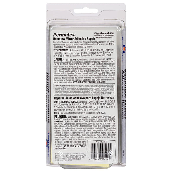 PERMATEX 09102 Rearview Mirror Adhesive Kit – Parts Universe